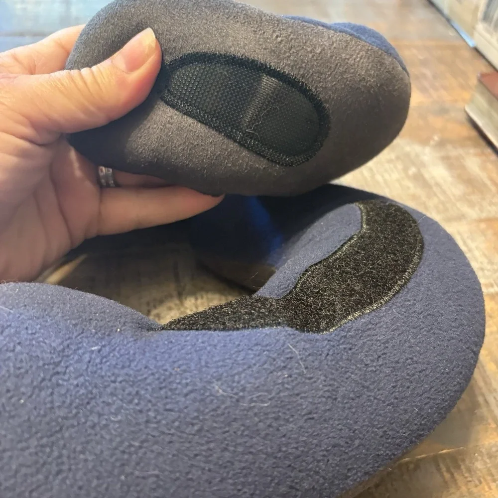 BCOZZY Neck Pillow for Travel Neck Large Blue and Gray With Case